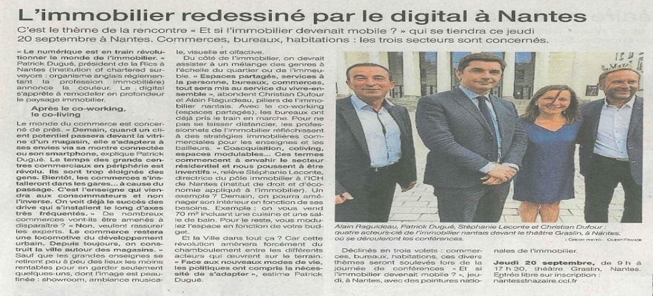 Ouest France : L'immobilier redessiné par le digital à Nantes