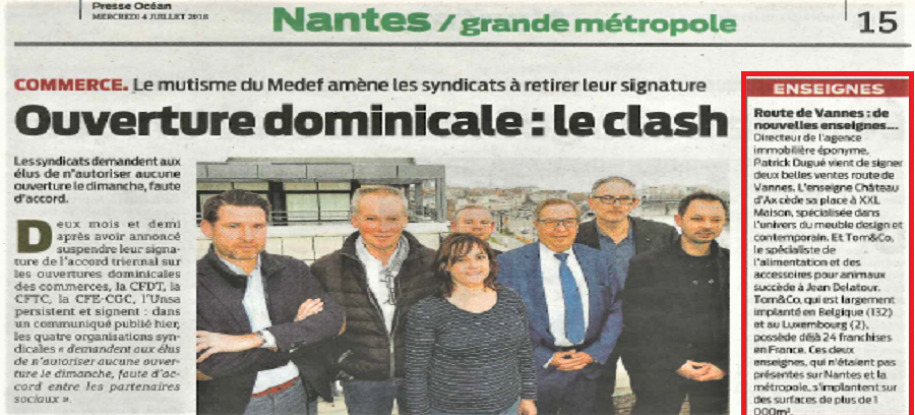 Presse Océan : DUGUE installe des enseignes